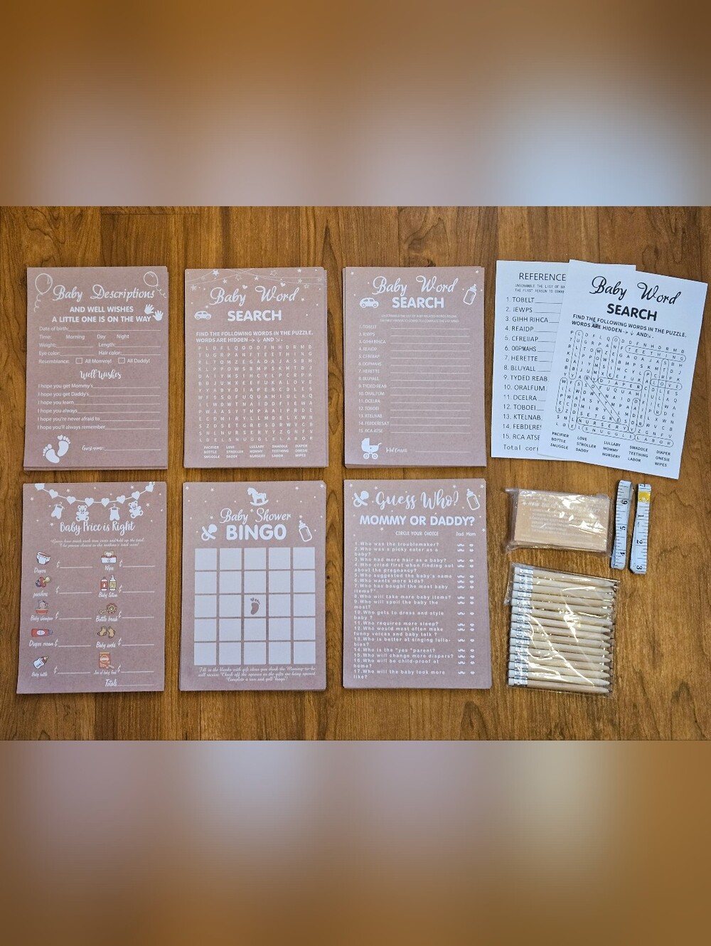 New! Baby Shower Game Kit - Pink Party Games Set, 7 Games